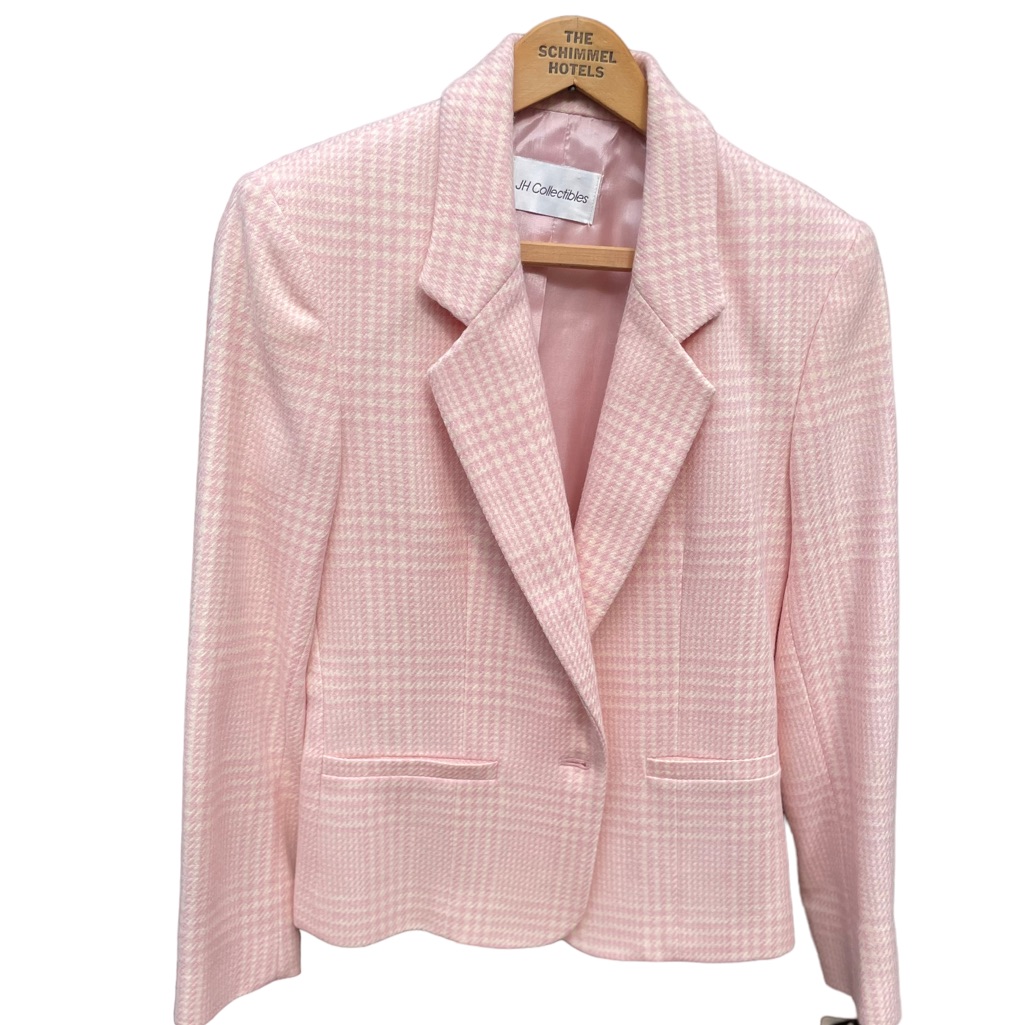 Jh Collectibles Pink And Cream Pure Wool Blazer Size 4 Nwt